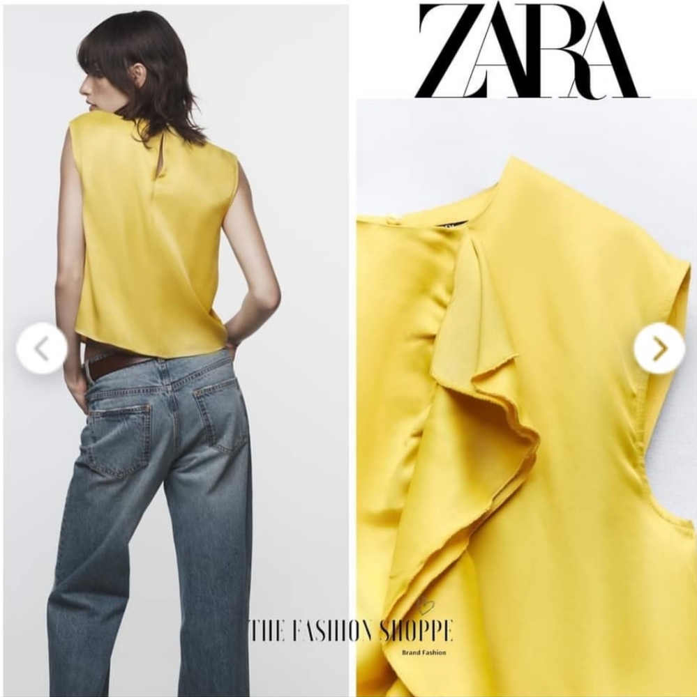 Zara Yellow Ruffle Top - Picture 3 of 4